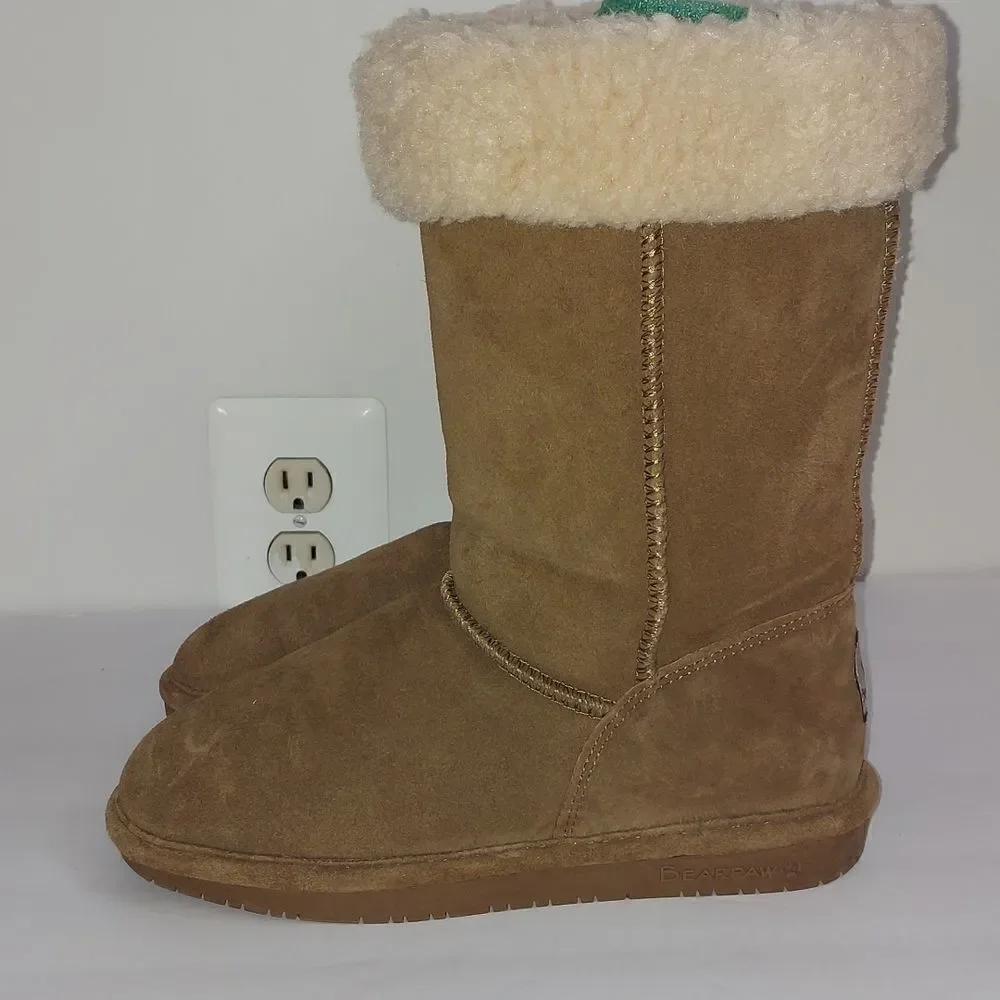 BEARPAW 'Marissa' Womens Brown Fur Lined Boots Sz 7